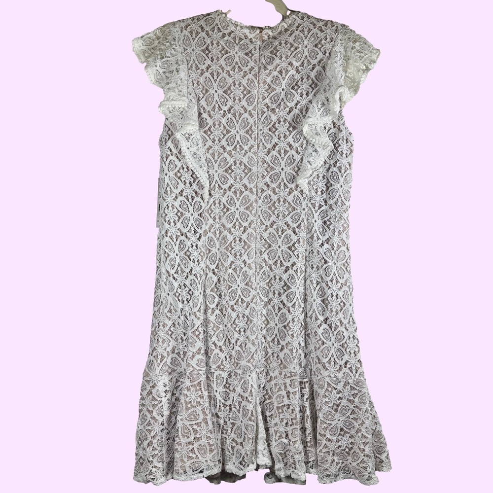 Julia Jordan New Size 12 Lace Floral Ruffle‎ Boho Knee Dress Coquette Cocktail - Picture 3 of 13